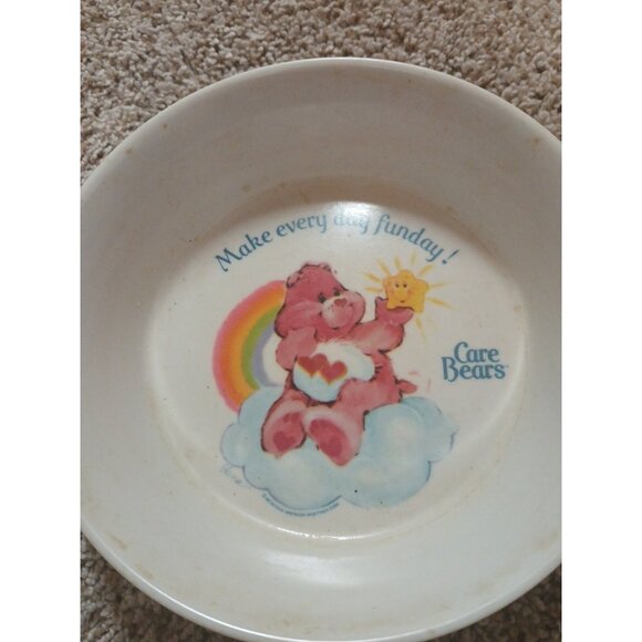 Vintage 80s Care Bears Bowl Love A Lot Bear SiLite Melamine Make Every Day Fun! - Picture 2 of 6